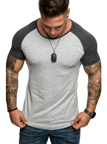 Amaci&Sons Basic Oversize Raglan T-Shirt mit Rundhalsausschnitt OMAHA in Grau/Anthrazit