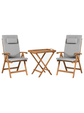 Beliani 3-tlg Bistro Set JAVA PREMIUIM in Braun/Grau