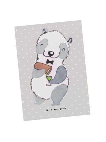 Mr. & Mrs. Panda Postkarte Barkeeper Herz ohne Spruch in Grau Pastell
