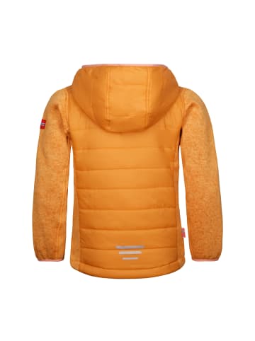 Trollkids hybride Fleece-Jacke "Skabu" in Saharagelb/Koralle