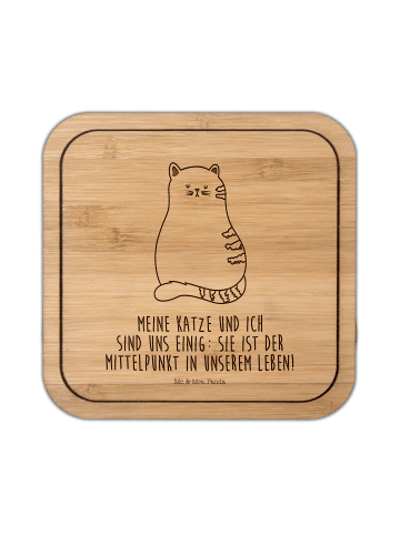 Mr. & Mrs. Panda gläseruntersetzer Katze Sitzen mit Spruch in Transparent