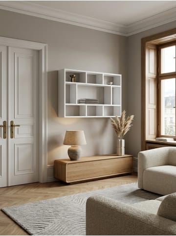 KADIMA DESIGN Wandregal mit 9 Fächern, Melaminharz-Beschichtung, 75x51x16 cm in Weiß