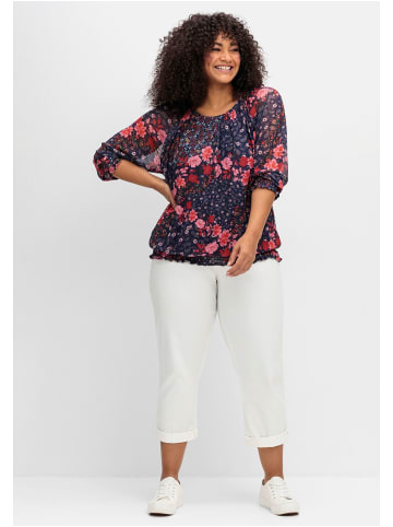 sheego by Joe Browns Langarmshirt in blau gemustert