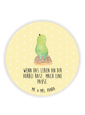 Mr. & Mrs. Panda Rund Magnet Schildkröte Pause mit Spruch in Gelb Pastell