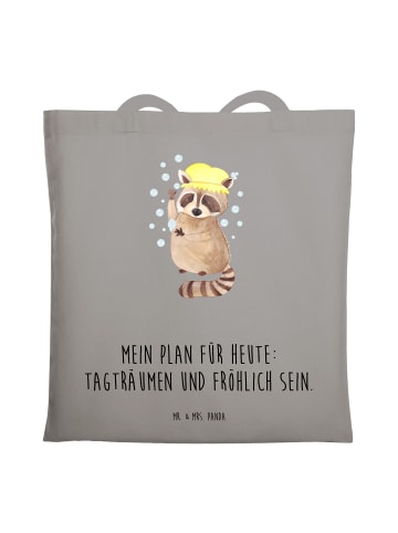 Mr. & Mrs. Panda Strandtasche Waschbär mit Spruch in Light Grey