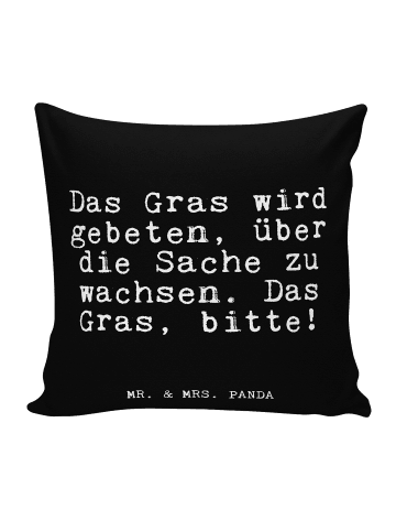 Mr. & Mrs. Panda Zierkissen Das Gras wird gebeten,... mit Spruch in Schwarz