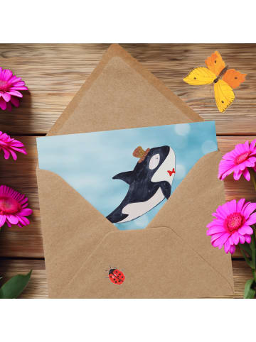 Mr. & Mrs. Panda Einladungskarte Orca Zylinder mit Spruch in OZeichenanblue