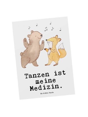 Mr. & Mrs. Panda Postkarte Hase Tanzen mit Spruch in Weiß