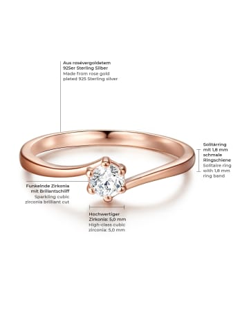 Trilani Ring aus Sterling Silber mit Zirkonia in roségold