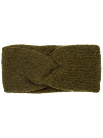 styleBREAKER Strick Stirnband mit Perlrippen Muster und Knoten in Oliv