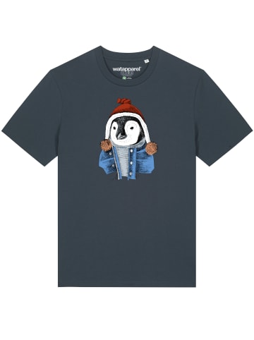 wat? Apparel T-Shirt Pinguin in India Ink Grey