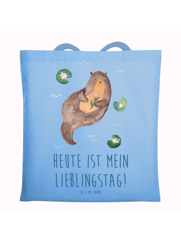 Mr. & Mrs. Panda Shopping Tasche Otter Seerose mit Spruch in Sky Blue