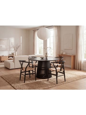 FineBuy Esstisch in Schwarz / Mango / 120x120x77