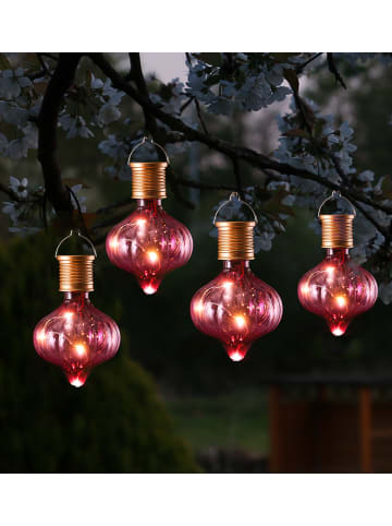 MARELIDA 4er Set LED Solar Glühbirnen orient H: 11,7cm in pink