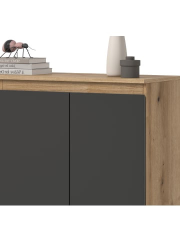Inn.Furn Kommode grau, Evoke Eiche 105 x 11 cm, Anrichte mit 10 Fächern
