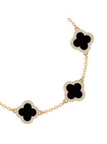 Lulu & Jane Armband Kleeblatt aus Messing mit Zirkonia in gelbgold