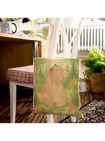 Mr. & Mrs. Panda Stofftasche Bär Schulterblick Design ohne Spruch in Weiß