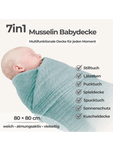 nordic coast company Musselindecke, Puckdecke, Einschlagdecke, Babydecke Musselin, atmungsaktiv