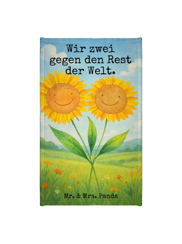 Mr. & Mrs. Panda Handtuch Blume Sonnenblume Design mit Spruch in Weiß