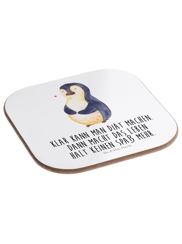 Mr. & Mrs. Panda Untersetzer Glas Pinguin Diät mit Spruch in Weiß
