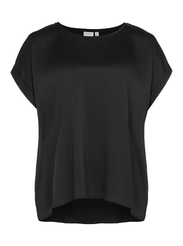 Vila Satin Blusen T-Shirt Plus Size Übergrößen Basic Top VIELLETTE in Schwarz