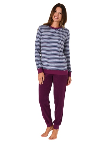NORMANN Frottee Pyjama lang Schlafanzug Bündchen - 41850 in lila