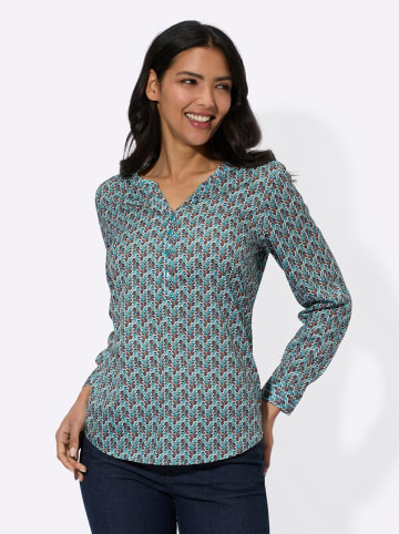 Sieh an! Schlupfbluse in ozean-dunkeltaupe-bedruckt