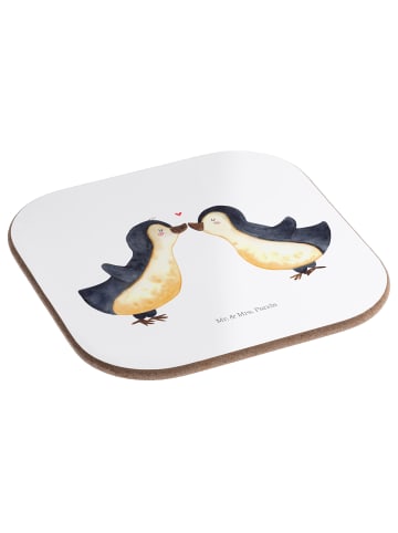 Mr. & Mrs. Panda Glasuntersetzer Pinguin Liebe ohne Spruch in Weiß