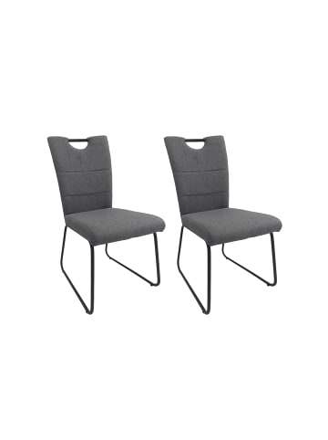 byLiving 2er-Set: Esszimmerstuhl BARRY in Grau/Schwarz - (B) 58 x (H) 95 x (T) 45 cm