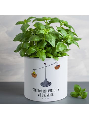 Mr. & Mrs. Panda Blumentopf Sternzeichen Waage mit Spruch in Weiß