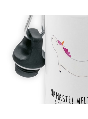 Mr. & Mrs. Panda Kindertrinkflasche Einhorn Yoga mit Spruch in Weiß