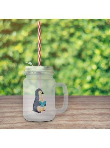 Mr. & Mrs. Panda Trinkglas Pinguin Buch ohne Spruch in Transparent