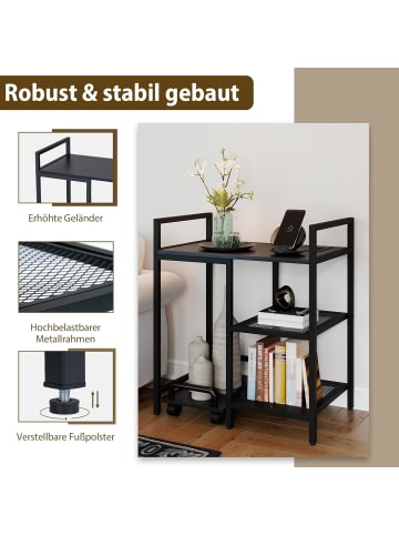 COSTWAY 3-stufig Druckerständer mit Steckdosen in Schwarz