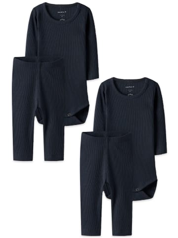 name it Langärmeliger Body 2er-Set Druckknöpfen Einfarbig in Blau-3