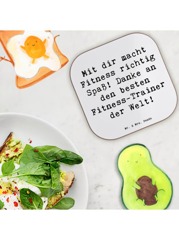 Mr. & Mrs. Panda Untersetzer für Gläser Spruch Fitness-Trainer D... in Weiß