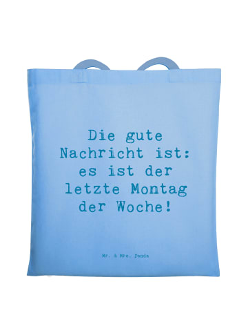 Mr. & Mrs. Panda Tote Bag Spruch Hoffnung Montag mit Spruch in Sky Blue