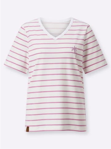 WITT WEIDEN Shirt in orchidee-ecru-geringelt