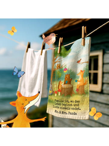Mr. & Mrs. Panda Gästetuch Waldtiere Picknick Design mit Spruch in Weiß