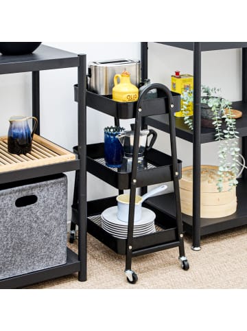 shelfr Metall Rollwagen Namur mit 3 Ablagen in Schwarz
