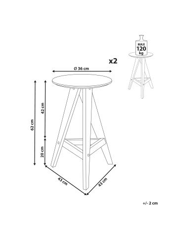 Beliani 2-tlg Hocker AROMA in Braun