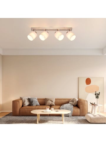 ZMH Deckenleuchte in silber 4-flammige E14 Vintage mit Stoffschirm