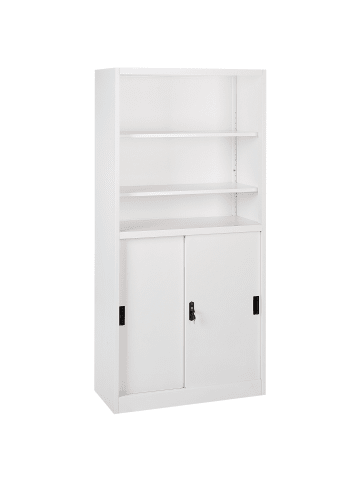 Beliani Büroschrank MUSCOVITE in Weiß/Schwarz - (W) 90 x (H) 185 x (L) 40 cm