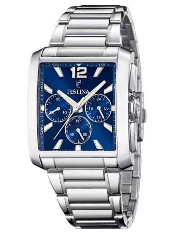 Festina Armbanduhr für Herren Rechteckig Blau / Silber