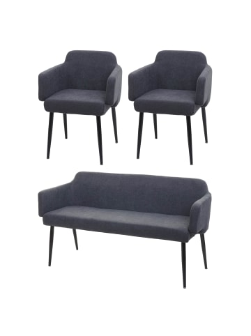 MCW Esszimmer-Set L13 2er-Set Stuhl+Sitzbank, Anthrazit