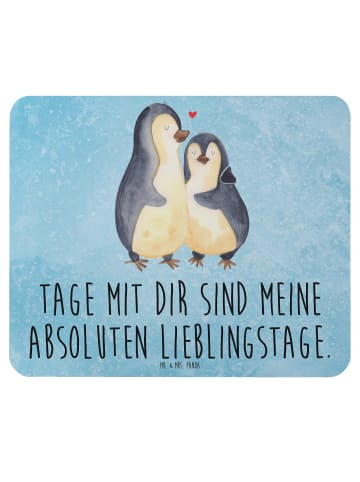 Mr. & Mrs. Panda Mauspad Pinguin umarmen mit Spruch in Eisblau