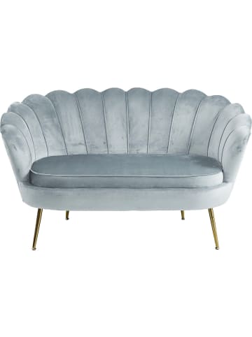 SalesFever Muschelsofa 2-Sitzer elegant Beine Chrom goldfarben und Samtbezug in Hellgrau