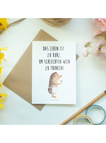 Mr. & Mrs. Panda Spruchkarte Igel Wein mit Spruch in Weiß