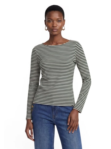 Zero  Basic Shirt mit U-Boot-Ausschnitt in Cream/Dark Green
