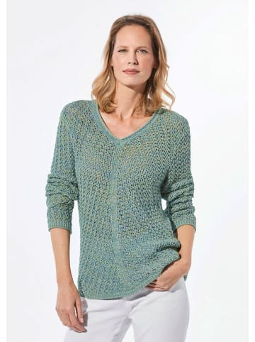 GOLDNER Kurzgröße:  Strickpullover Strickpullover mit V-Ausschnitt in bunt / gemustert