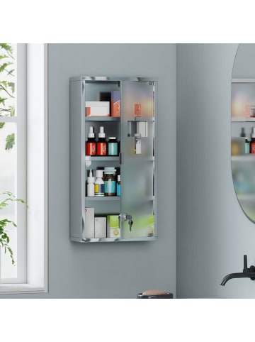 HOMCOM Medizinschrank-B30 x T12 x H60 cm-Silber
